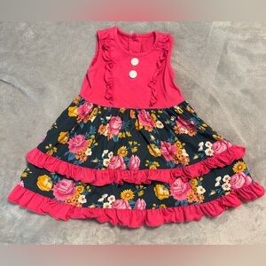 Ricrac & Ruffles Pink Floral Ruffle Dress Size 3T